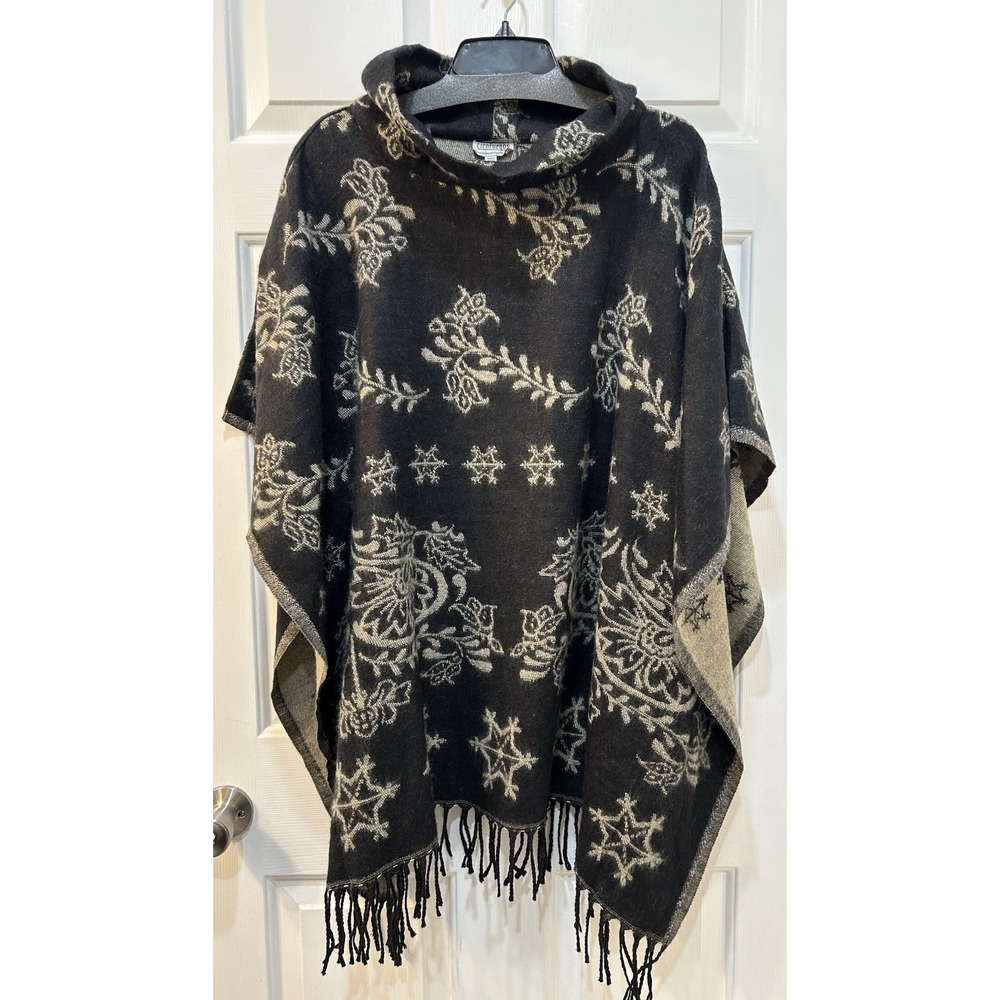 NWT Baja Cienfuegos Fringed Blanket Poncho Free Size Boho Festival Southwestern